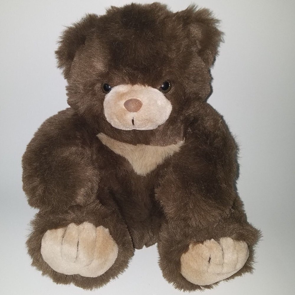 VTG Fancy Zoo Brown Bear Plush Stuffed Animal Toy Lovey 13" Sitting Soft Furry